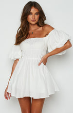 Paradise Puff Sleeve Dress White – Beginning Boutique US