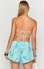 Paros Blue Beaded Mini Shorts Image