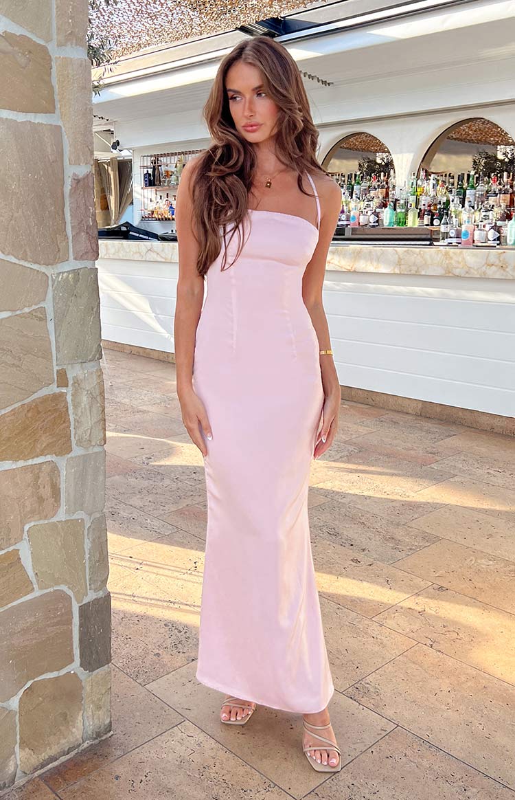 Party Girl Pink Satin Maxi Dress - US 4 | Beginning Boutique Exclusive Party Girl Pink Satin Maxi Dress - US 4 | Beginning Boutique Exclusive