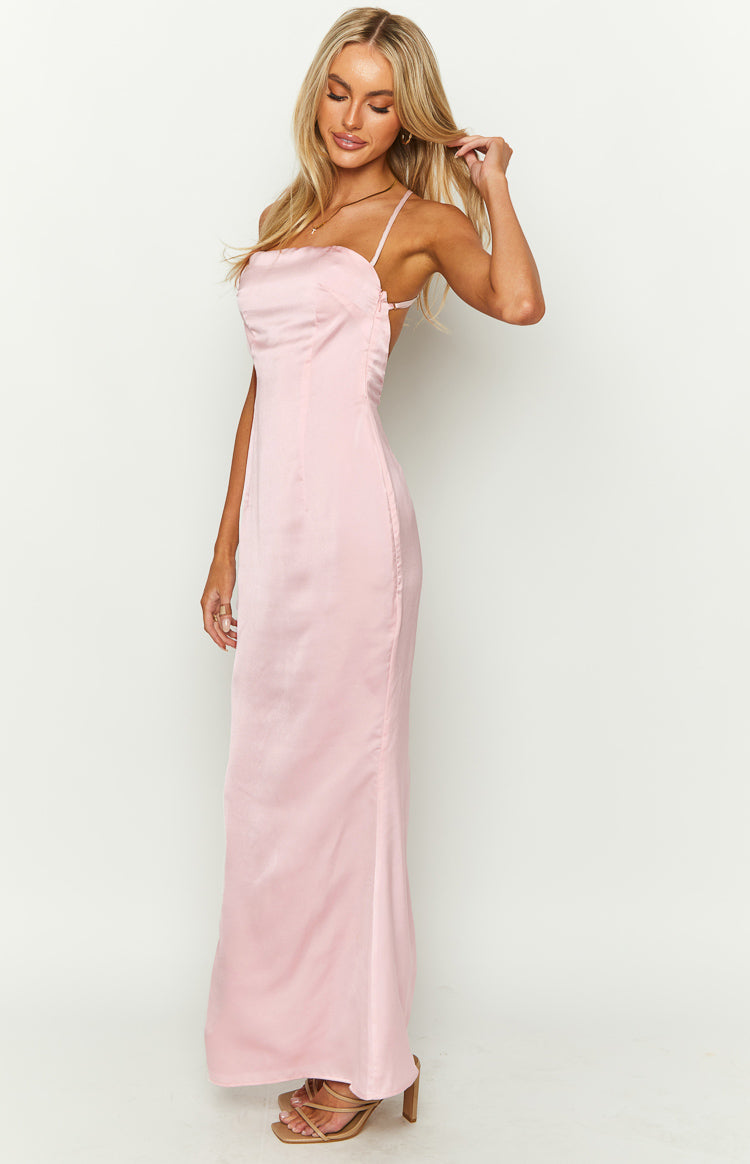 Party Girl Pink Satin Maxi Dress - US 4 | Beginning Boutique Exclusive Party Girl Pink Satin Maxi Dress - US 4 | Beginning Boutique Exclusive