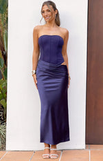 Payge Navy Satin Skirt Maxi Dress