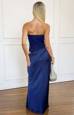 Payge Navy Satin Skirt Maxi Dress