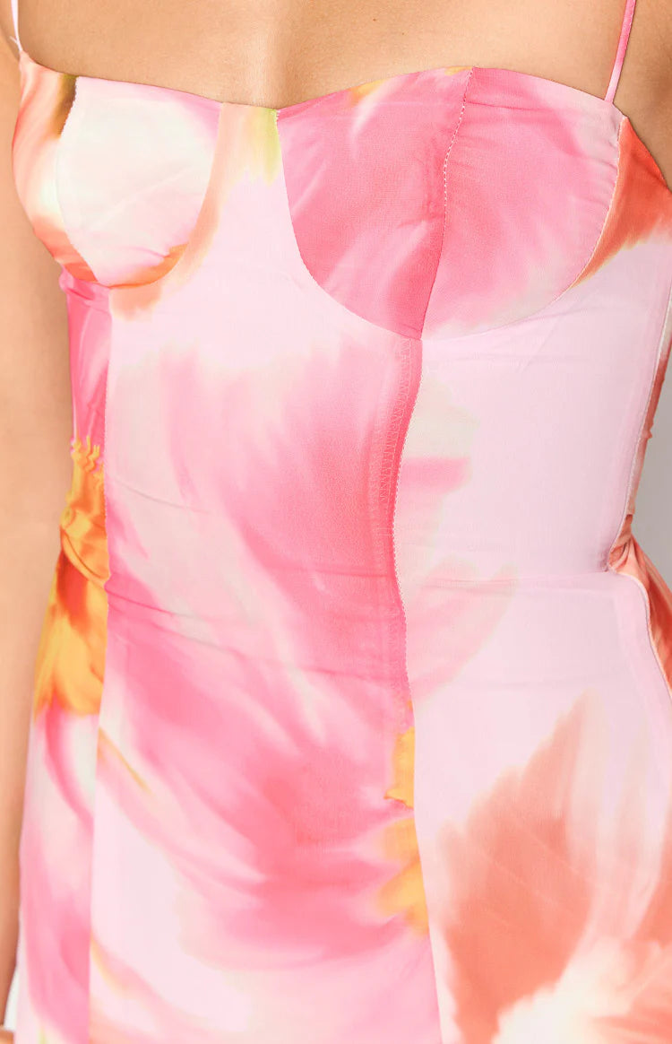 Penny Lane Pink Floral Kisses Mini Dress - US 4