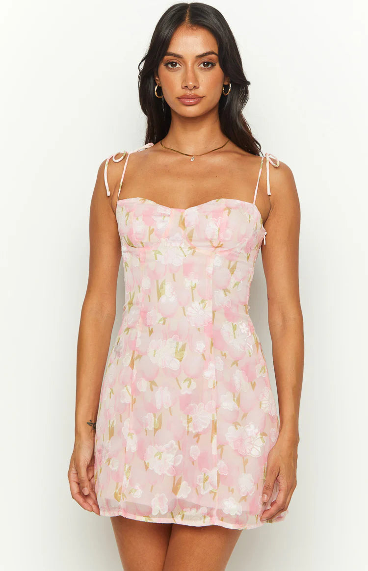 Penny Lane Pink Floral Mini Dress - US 12 | Beginning Boutique exclusive Penny Lane Pink Floral Mini Dress - US 12 | Beginning Boutique exclusive