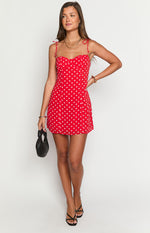 Penny Lane Red Polka Dot Mini Dress Image