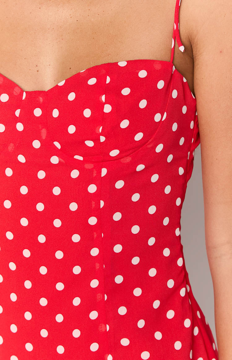 Penny Lane Red Polka Dot Mini Dress Image