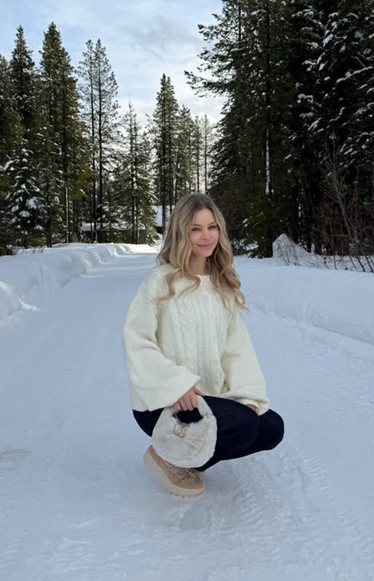 Percy Cream Cable Knit Cardigan | Beginning Boutique US