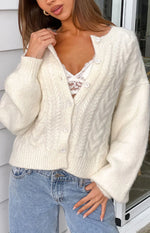Percy Cream Cable Knit Cardigan Image