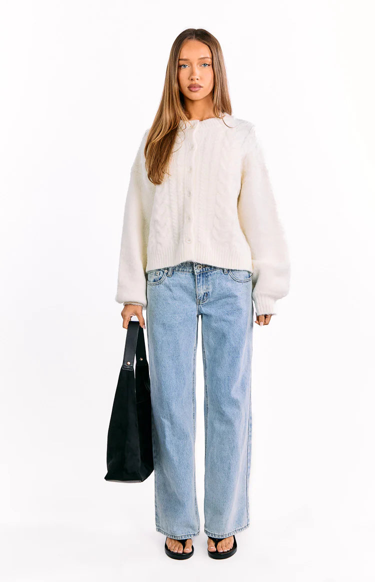 Percy Cream Cable Knit Cardigan Image