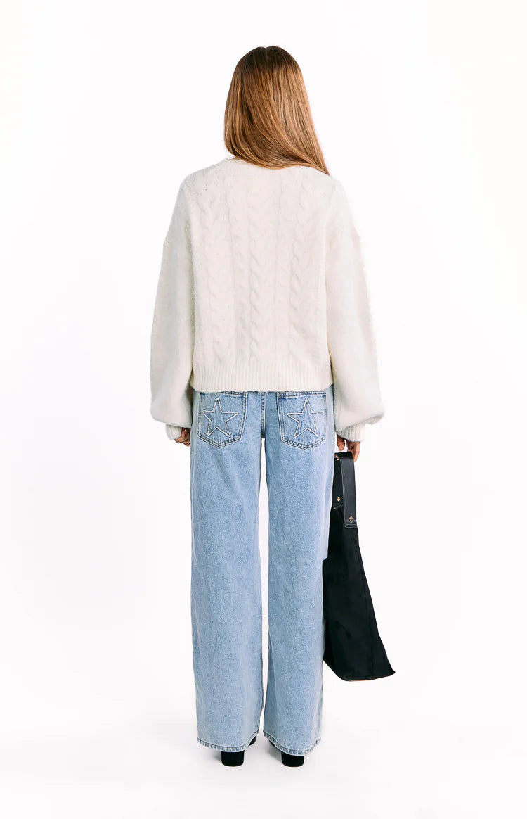 Percy Cream Cable Knit Cardigan Image