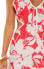 Perez Red Floral Cut Out Maxi Dress