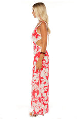 Perez Red Floral Cut Out Maxi Dress