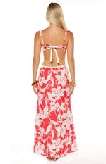 Perez Red Floral Cut Out Maxi Dress