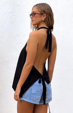 Petie Black Linen Blend Top Image