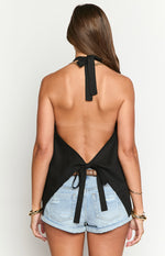 Petie Black Linen Blend Top Image