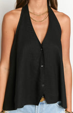 Petie Black Linen Blend Top Image