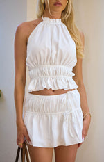 Peyton White Ruched Mini Skirt Image