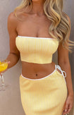 Pia Yellow Contrast Bind Knit Tube Top Image