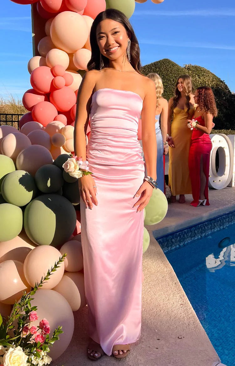 pink bloom dress Provence Bloom Tiered Maxi Dress Jacquard Pink