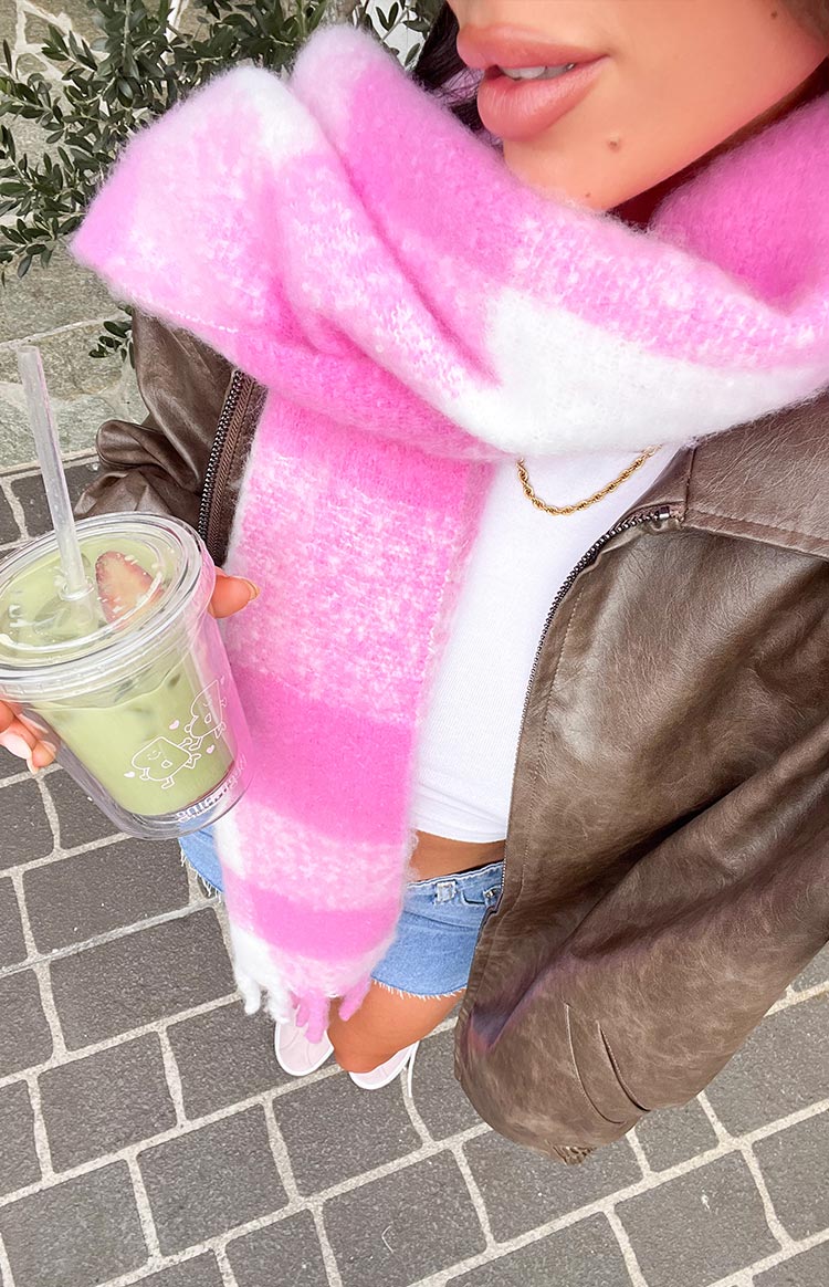 Pink Check Blanket Scarf