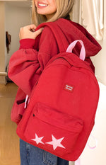 Pink Star Burgundy Backpack Image