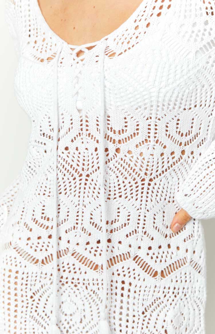 Pippa White Knit Mini Dress Image