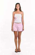 Pippen White Floral Beaded Strapless Top Image