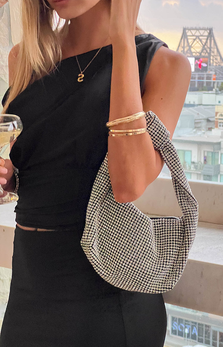 Pixi Silver Diamante Shoulder Bag