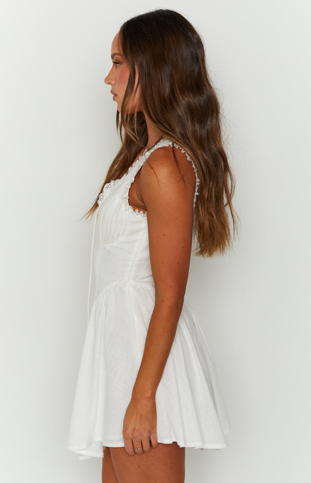 Posey White Frill Mini Dress Image
