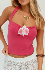 Prescilla Pink Orchid Halter Top Image
