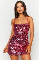Beginning Boutique Radiant Pink Sparkle Mini Dress hot pink sequin strapless bodycon mini dress