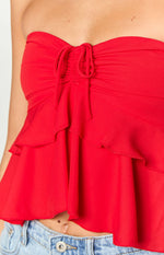 Raleigh Red Ruffle Strapless Top Image