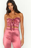 Raynah Pink Strapless Tie Front Top Image