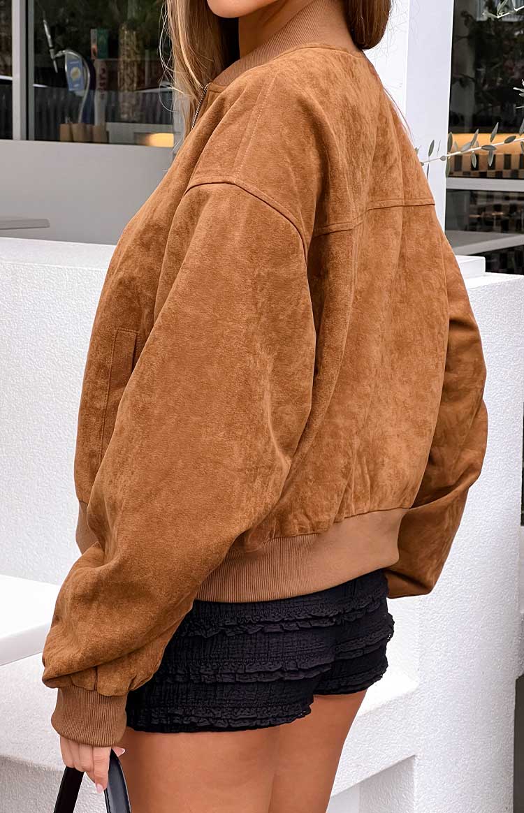 Rebecca Tan Cuffed Suedette Bomber Jacket Image