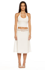 Reighn White Lace Detail Midi Skirt Image