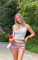 Remie Cream Stripe Knit Shorts Image