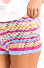 Remie Cream Stripe Knit Shorts Image