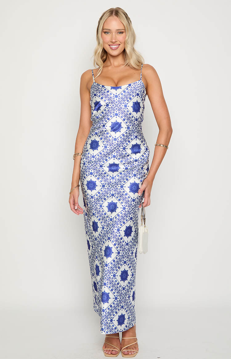 Renesmee Navy Tile Print Maxi Dress - US 10