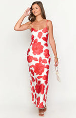 Renesmee Red Anemone Floral Print Maxi Dress