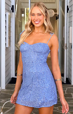 Penny Lane Light Blue Sequin Mini Dress - US 4 | Beginning Boutique Exclusive Penny Lane Light Blue Sequin Mini Dress - US 4 | Beginning Boutique Exclusive
