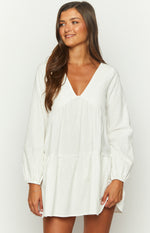 Retta White Long Sleeve Mini Dress Image