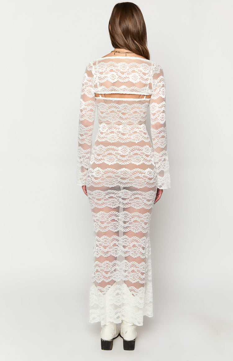 Rey White Lace Maxi Dress and Bolero - US 14 | Beginning Boutique exclusive Rey White Lace Maxi Dress and Bolero - US 14 | Beginning Boutique exclusive
