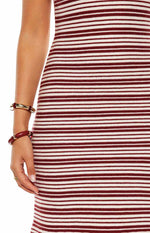 Rhiannon Burgundy Stripe Knit Maxi Dress Image