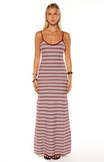 Rhiannon Burgundy Stripe Knit Maxi Dress Image