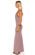 Rhiannon Burgundy Stripe Knit Maxi Dress Image