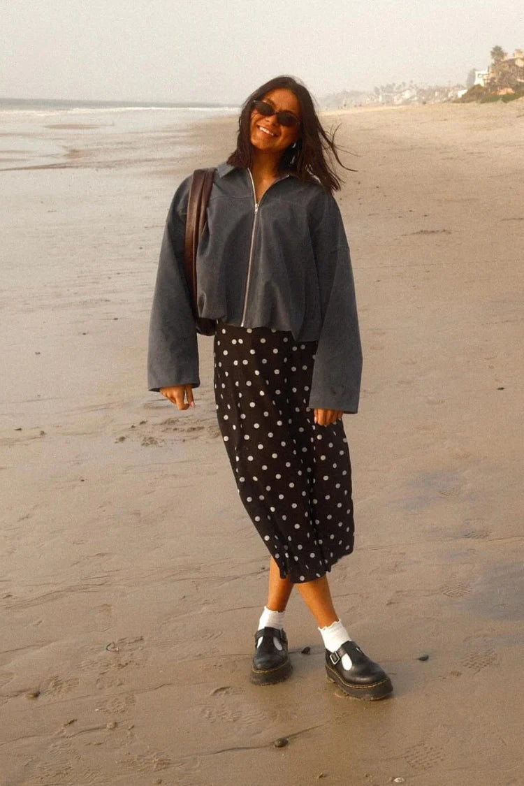 River Steel Grey Suedette Bubble Hem Bomber Jacket