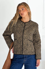 Robbie Leopard Print Quilted Jacket