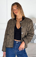 Robbie Leopard Print Quilted Jacket Image