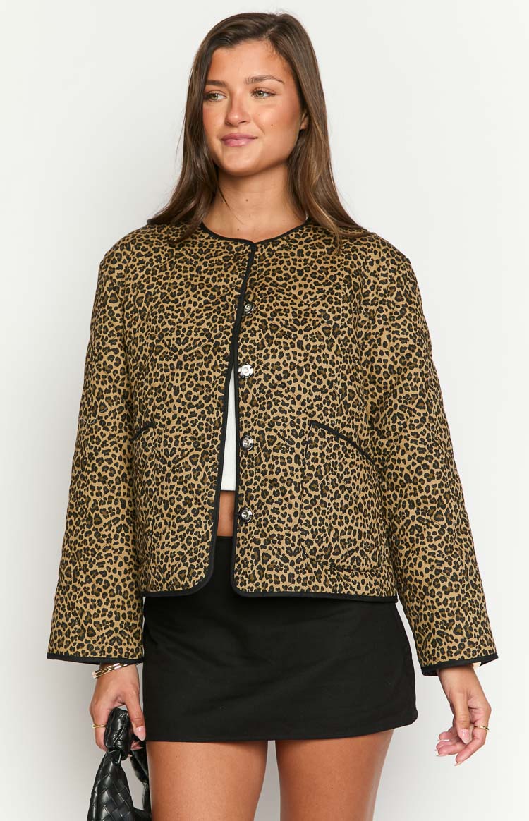 Robbie Leopard Print Quilted Jacket Image