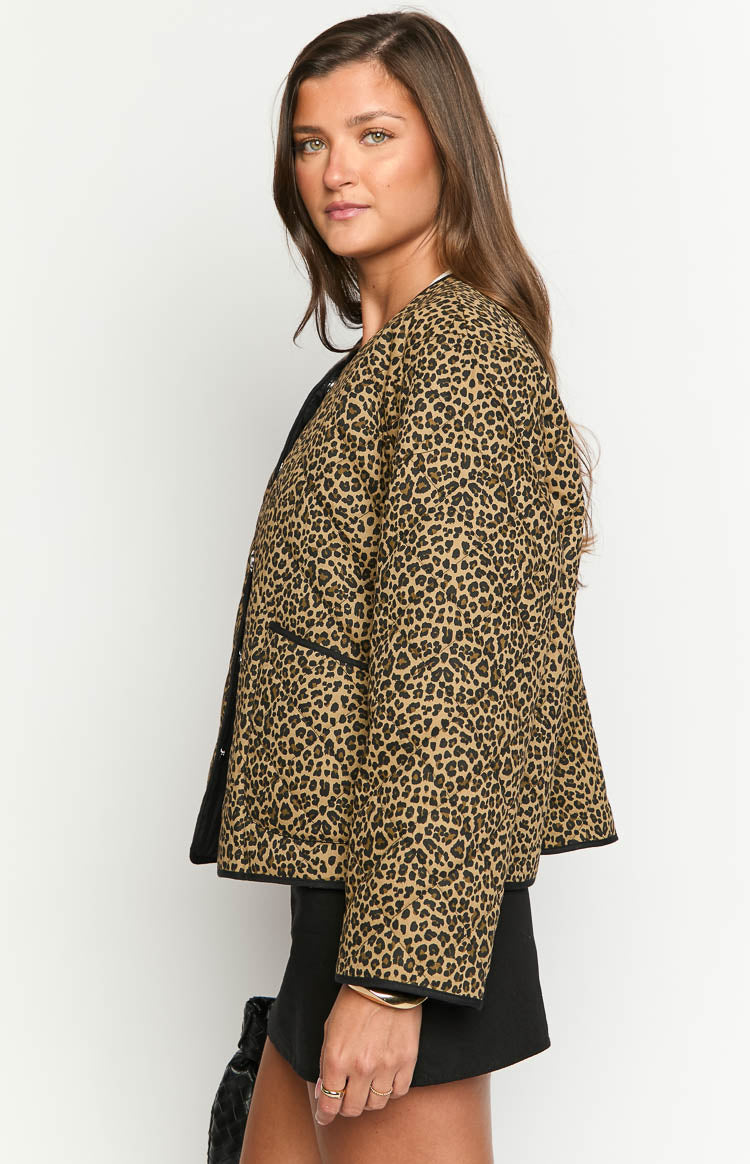 Robbie Leopard Print Quilted Jacket Image